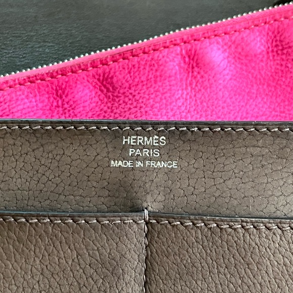 HERMES Dogon Duo Bi-color Suede Eversoft Chocolate/Rose wallet - Picture 3 of 12